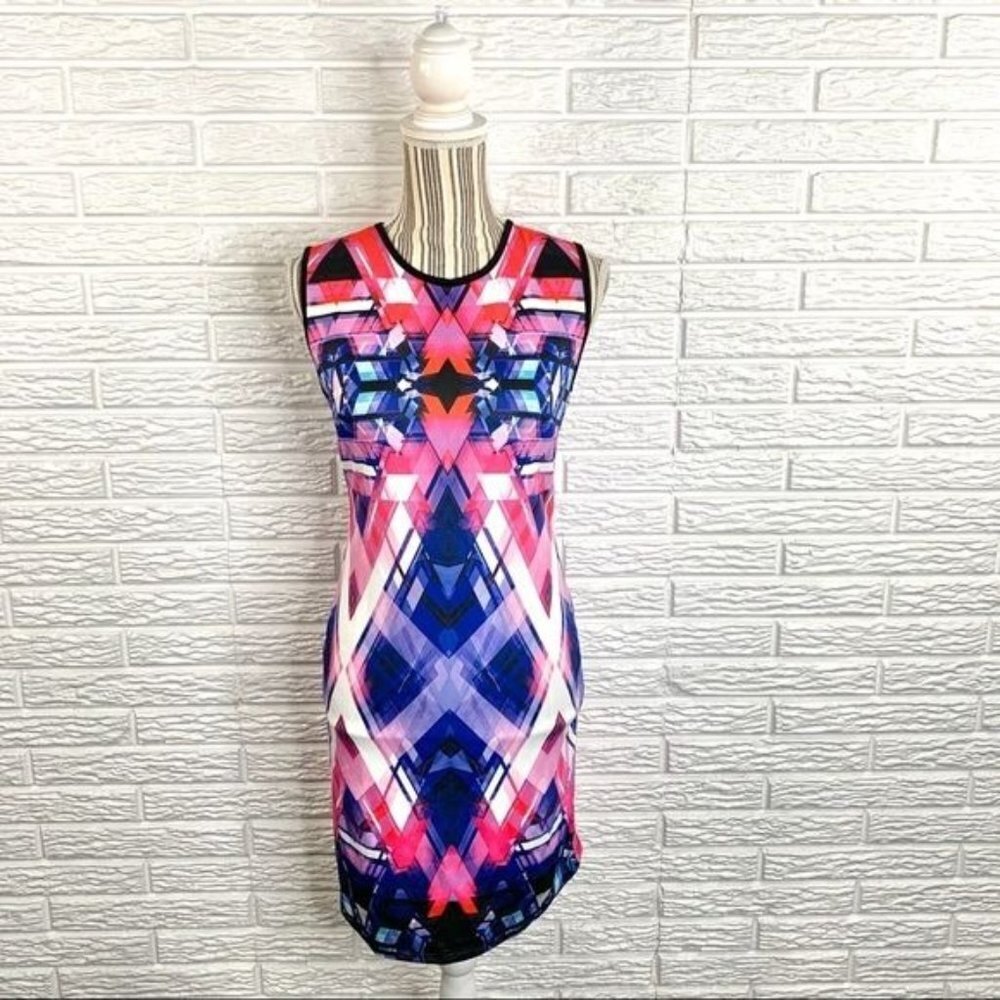 Just Love Multicolored Geometric Patterned Dress Size Large